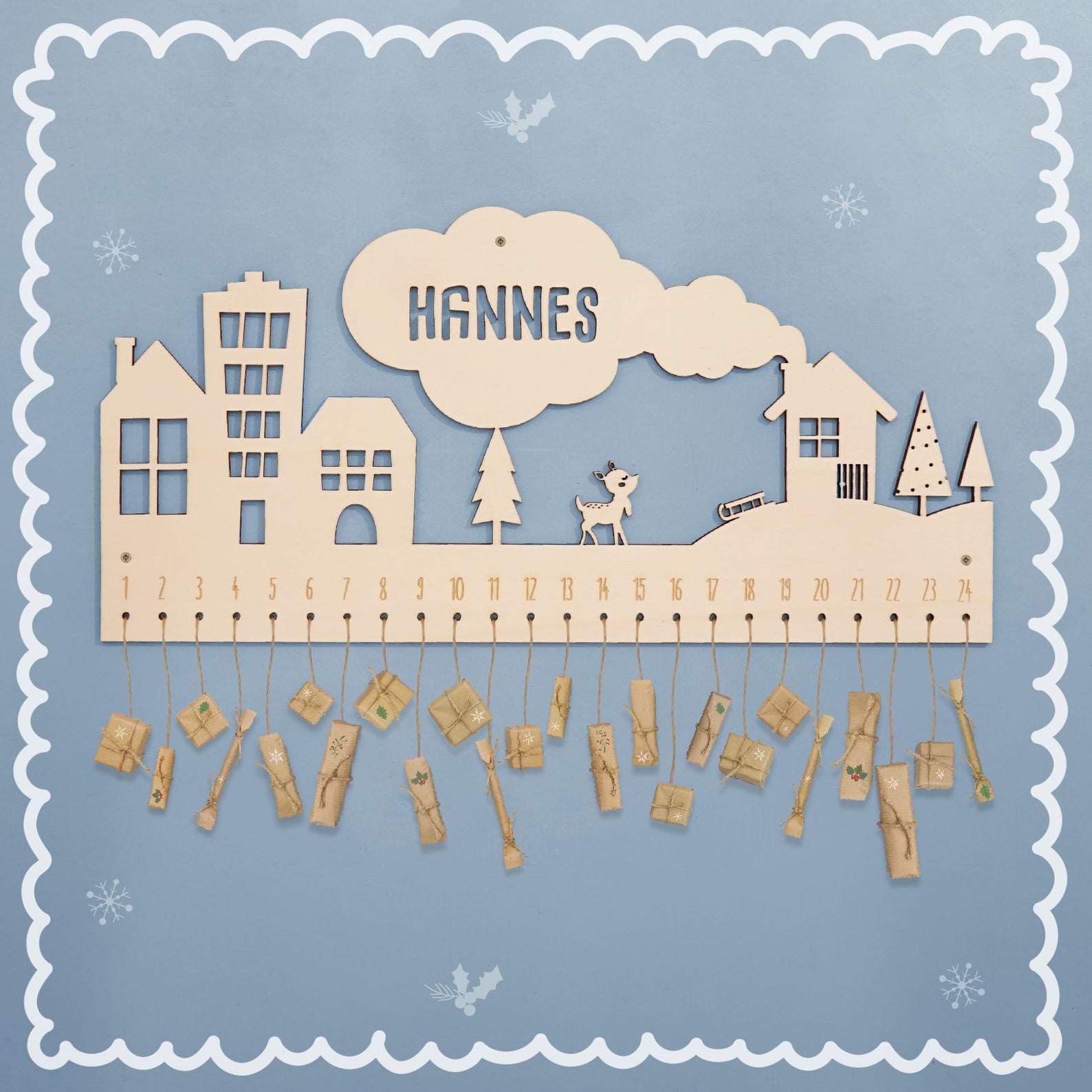 Die schönsten Adventskalender für Kinder handgefertigter Namensadventskalender aus Holz